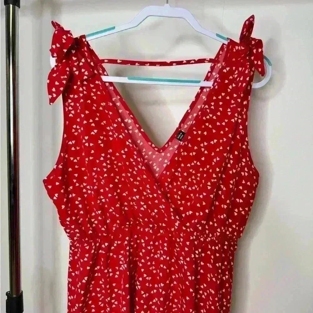 SHEIN Adorable red heart dress with tie shoulder straps, lightweight, size 2XL - Picture 3 of 6